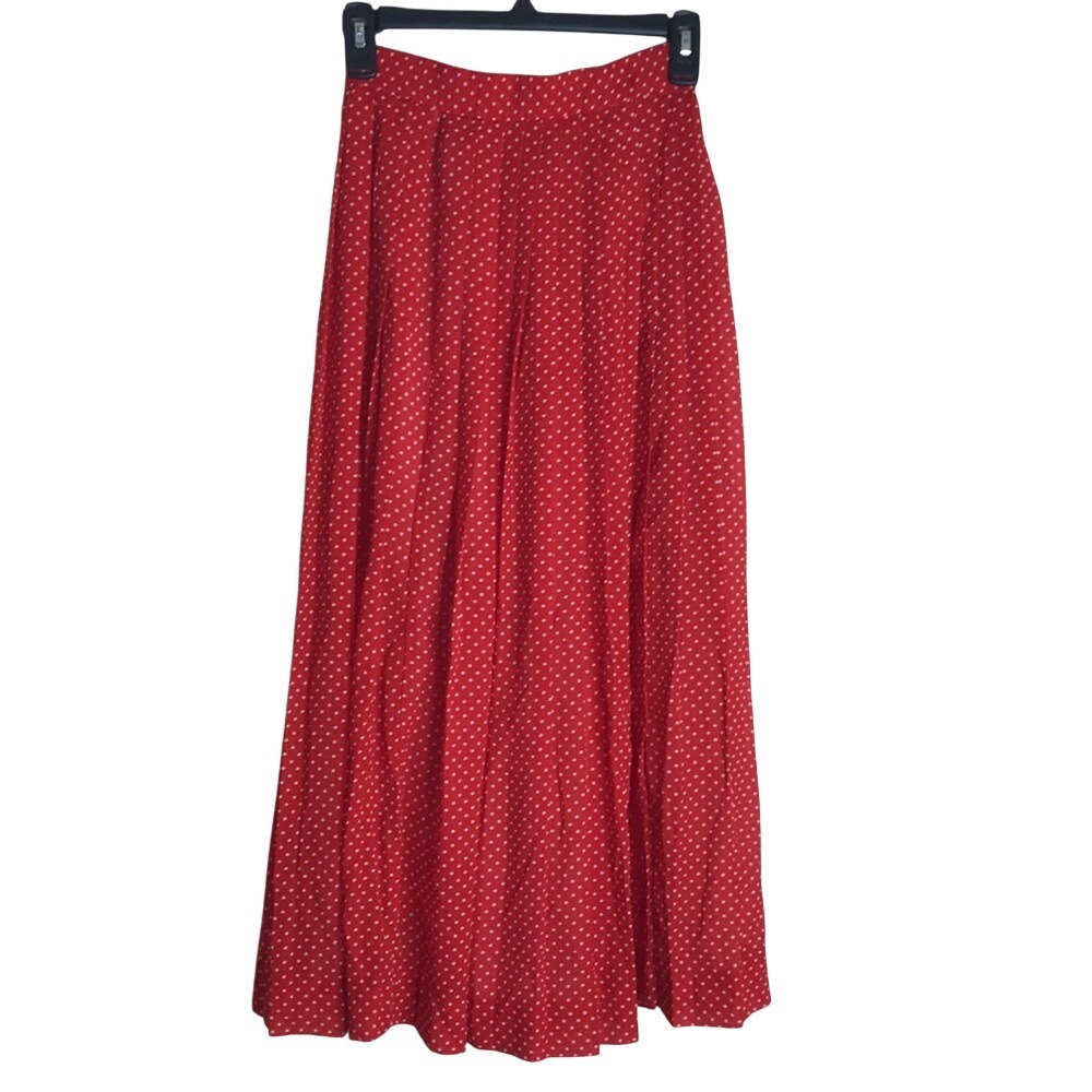 JH Collectibles Women's Pleated A-Line Skirt Red Polka Dot Size 4 - Picture 8 of 10